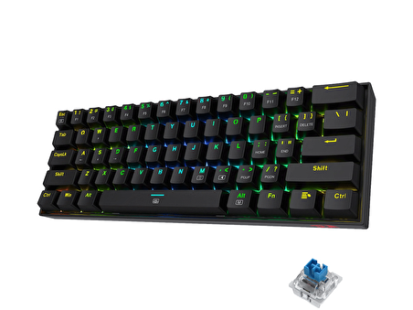 REDRAGON K630-RGB BLUE SWITCH KABLOLU MEKANİK GAMİNG Q KLAVYE SİYAH